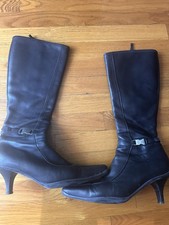 Prada Women  s Kitten Heel Black Leather Boots, Excellent Condition