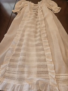 Antique Victorian Christening Gown or Doll Long Dress Valenciennes Lace
