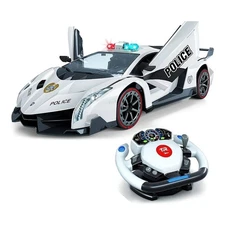 Top Race Remote Control Police Car Motion Gravity & Steering Wheel Control 1:12