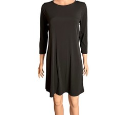 Michael Michael Kors Little Black Mini Shift Dress Small Gold Zipper Logo Silky 