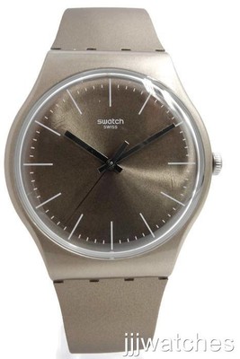 New Swiss Swatch Originals POWDERBAYANG Metallic Silicone Watch 41mm SUOM111 $85