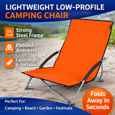 Low Folding Camping Beach Deck Chair Lightweight Garden Fishing Seat Orange