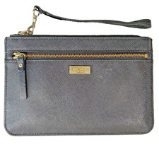 Kate Spade Laurel Way Tinie Wristlet Black Saffiano Leather Clutch Pouch EUC