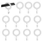 12Pcs 1.77" ID 0.49" t Wooden Curtain Rod Rings with Drapery Clips, White