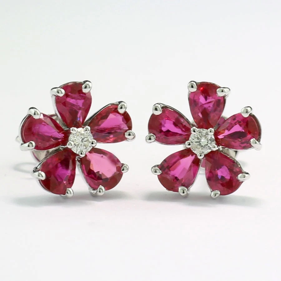 WOW ! Rubin-Brillant-Ohrstecker 750er Weißgold Wert 2.400 Euro Neu