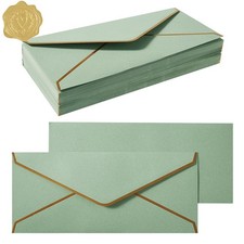 50 Pack 10 Business Envelopes with Gold Border, Self Seal Standard Envelopes...