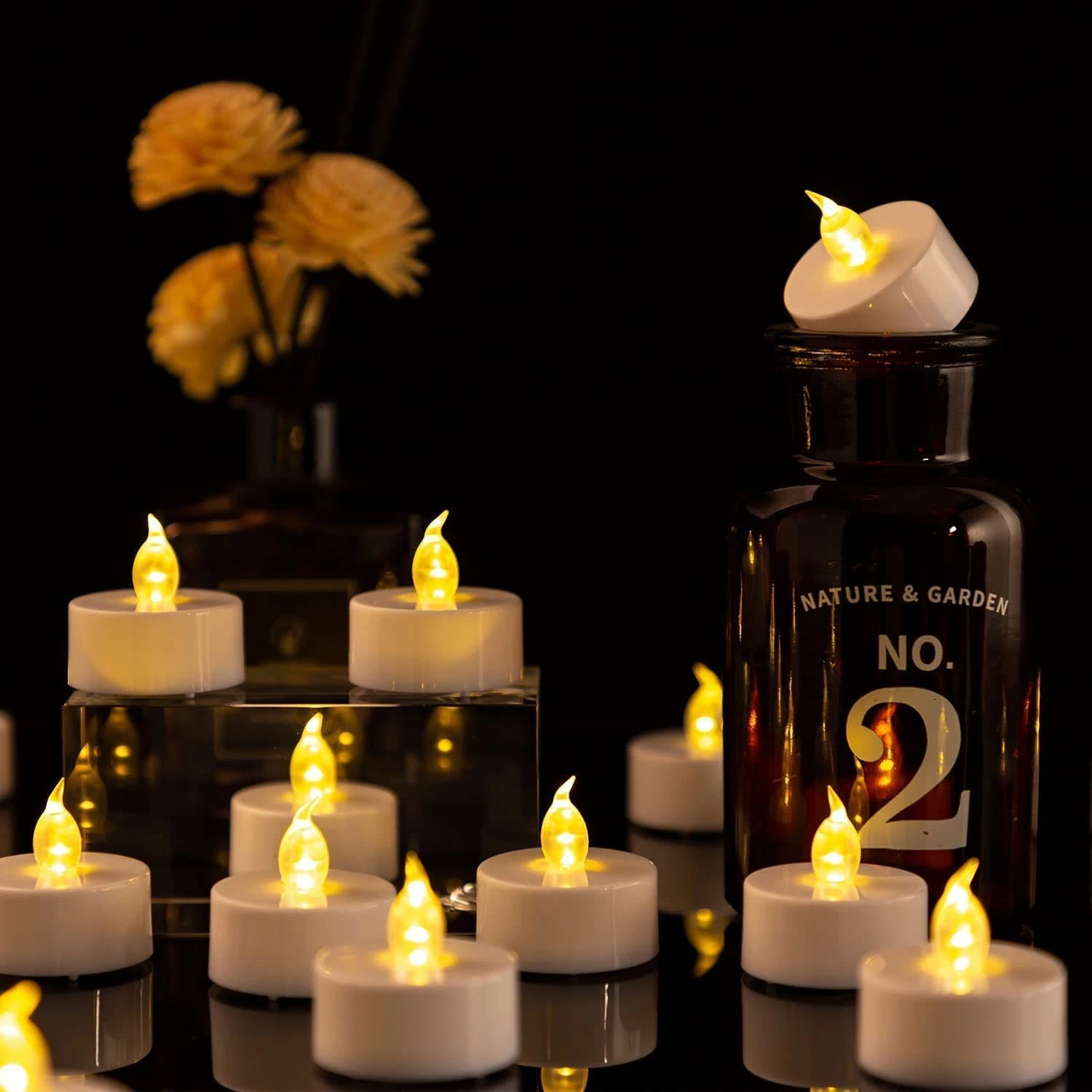 Biyanuo TAT-150 150 Pack Flameless LED Tea Lights Candles Warm Yellow - product detail image 2