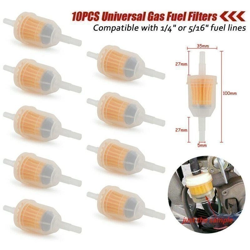 Paquete de 10 filtros de gas combustible en línea de 1/4" 5/16" para Kawasaki Kohler Briggs GX Honda por Foto 2 de 4