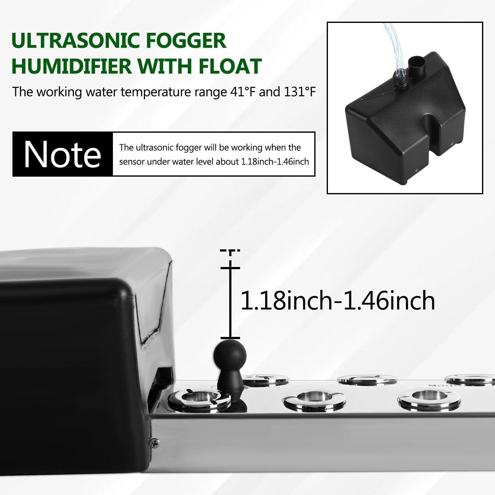 Ultrasonic Mist Maker 12 Heads, 9000ml/H Ultrasonic Fogger w/Float, 400W Wate...