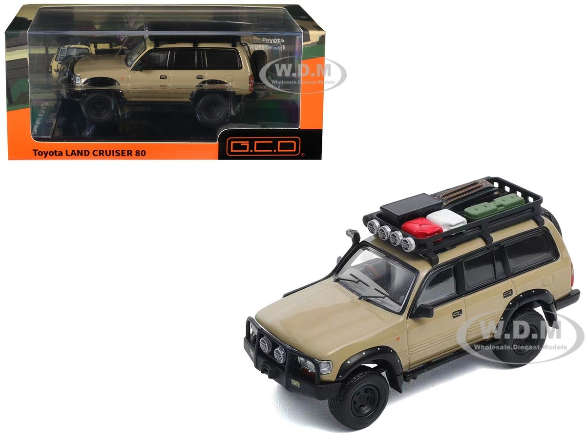 1/64 Toyota LC80 SUV モデル ルーフラック付き TOYOTA LAND CRUISER 80 RHD BEIGE W/ROOF RACK 1/64 DIECAST CAR BY