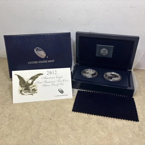 2012 American Eagle San Francisco 2 Coin Proof Silver Set w/ Display Box and COA