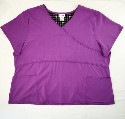 Scrubstar Scrub Top 3X Solid Purple Polyester Cotton Women Medical