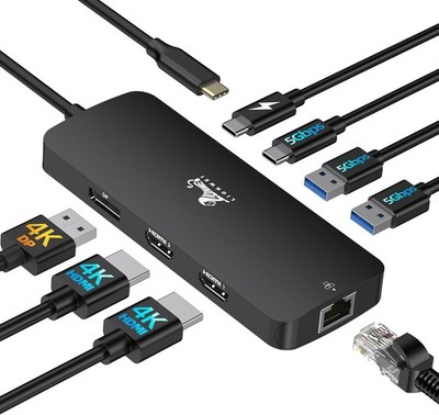USB C Dockingstation 2 Monitore 4K HDMI DisplayPort 100W PD 3 USB