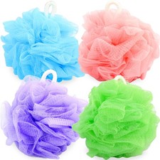 Premium Loofah Bath Sponge 4 Pack   Full-Size 60g 5.5 Inch Colorful Mesh Sh...