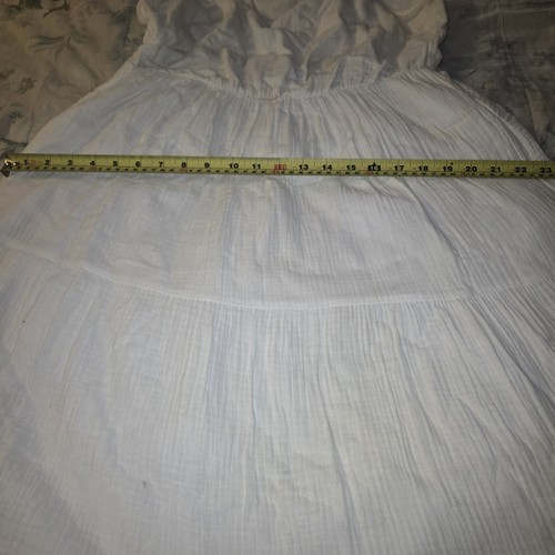 Chelsea & Theodore Tier Midi Peasant Dress S/P White Cotton Gauze Boho Preppy - Picture 4 of 15