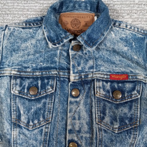 Vintage Wrangler Jacket Kids Large Acid Wash Denim Trucker Western 90s 800LJHW - Picture 3 of 13