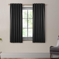 SHINELAND Black Short Blackout Curtains 50 34"W x 50"L Pack of 2 ,