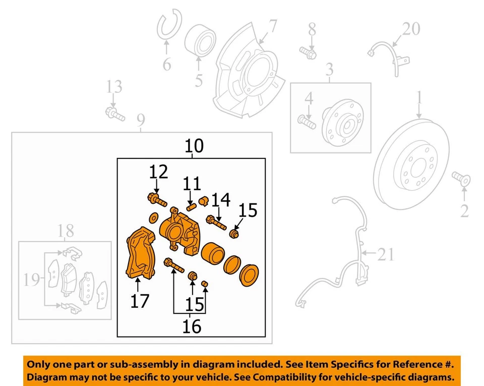 Pinza de freno derecha Hyundai Veloster 2013-2016 pasajero delantero XEVV5 Foto 3 de 4