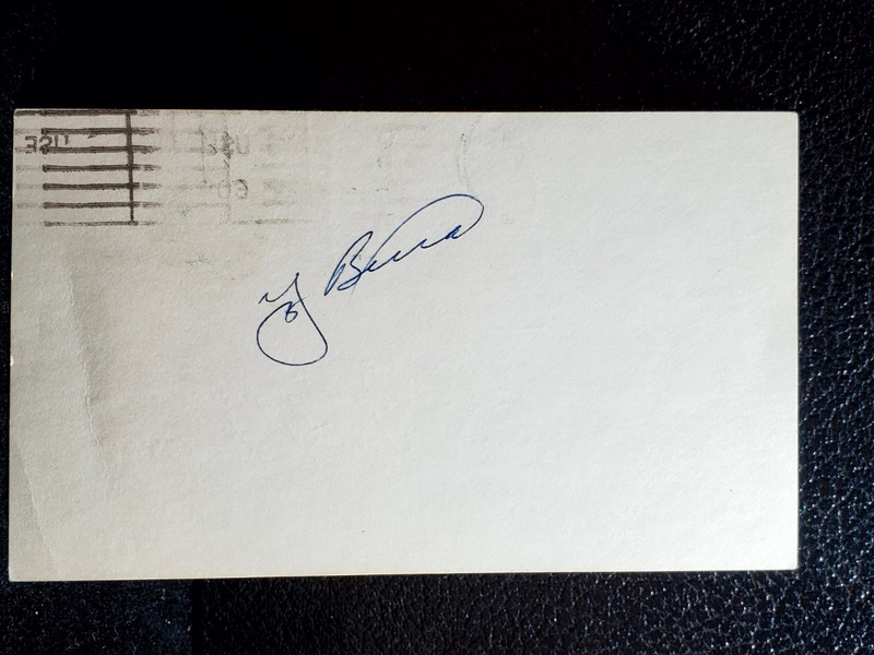 YOGI BERRA YANKEES HOF AUTOGRAPHED 1975 GOVERNMENT POSTCARD
