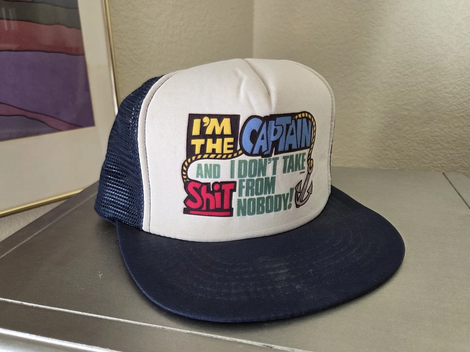 Винтажная бейсболка с сеткой Snap Back Trucker Hat I'M THE CAPTAIN DON'T TAKE SH*T! - Изображение 2 из 4