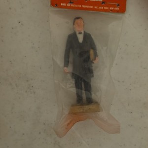 Vintage Miniature Man Figurine in Suit Holding Book, Sealed in Package