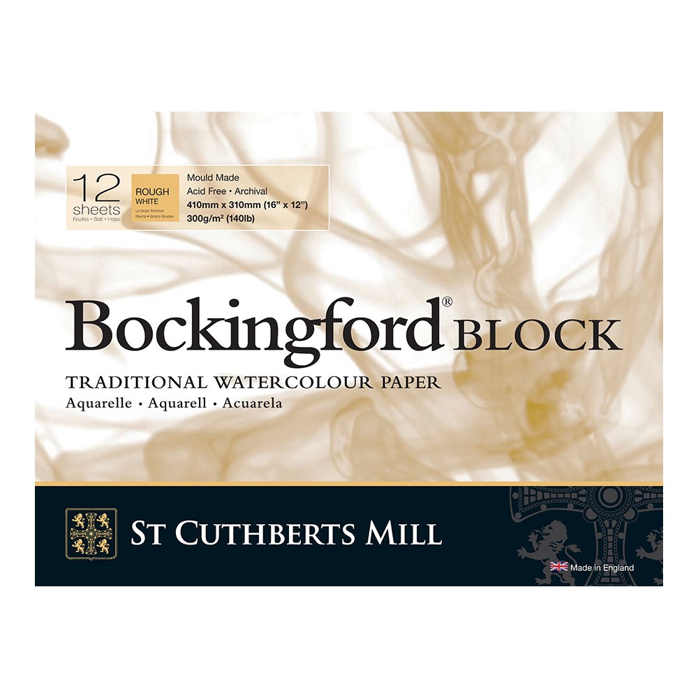 Bockingford : Block : 12x16in (Apx.30x41cm) : 300gsm : 12 Sheets : Rough