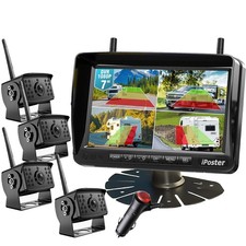 7" Digital wireless Quad Monitor DVR 1080P Backup Camera 12/24V for Truck Van RV