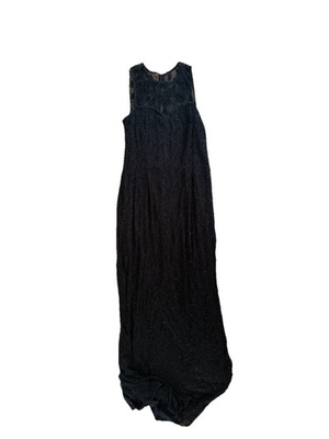#ad Brilliante by J.A. Black Beaded Mesh Floral Maxi Dress Sleeveless Size M $120.00