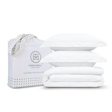 Threadmill White Duvet Cover King Size Bedding Set, Breathable Comforter Cove...