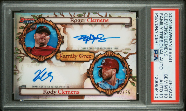 2024 Bowman's Best - Family Tree Dual Auto Kody & Roger Clemens /25 PSA 10!!!