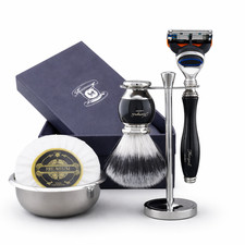 5PCS Premium Shaving Kit for Men with Synthetic Silvertip Brush  5 Edge Razor