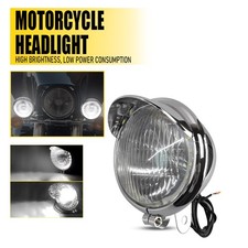 Motorcycle Round LED Motorbike Front Headlight Chrome Bullet Headlamp Plug& Play