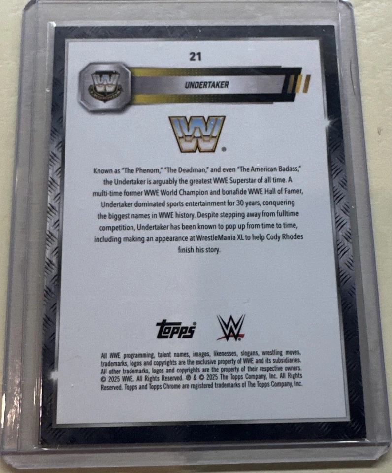 2025 Topps Chrome Sapphire WWE Gold Cracked Ice Refractor /50 Undertaker #21 - Image 2 of 2