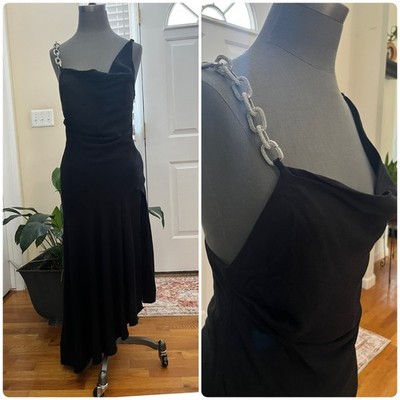Giuseppe Di Morabito Asymmetric Hem Side High Slit Rhinestone Strap Dress 00