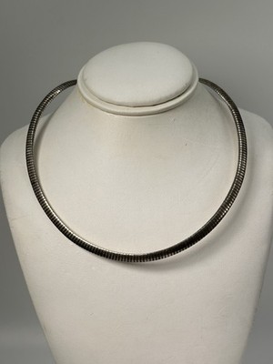 Vintage 925 Sterling Silver Omega Necklace, 18 , 15.2 g, 4 mm