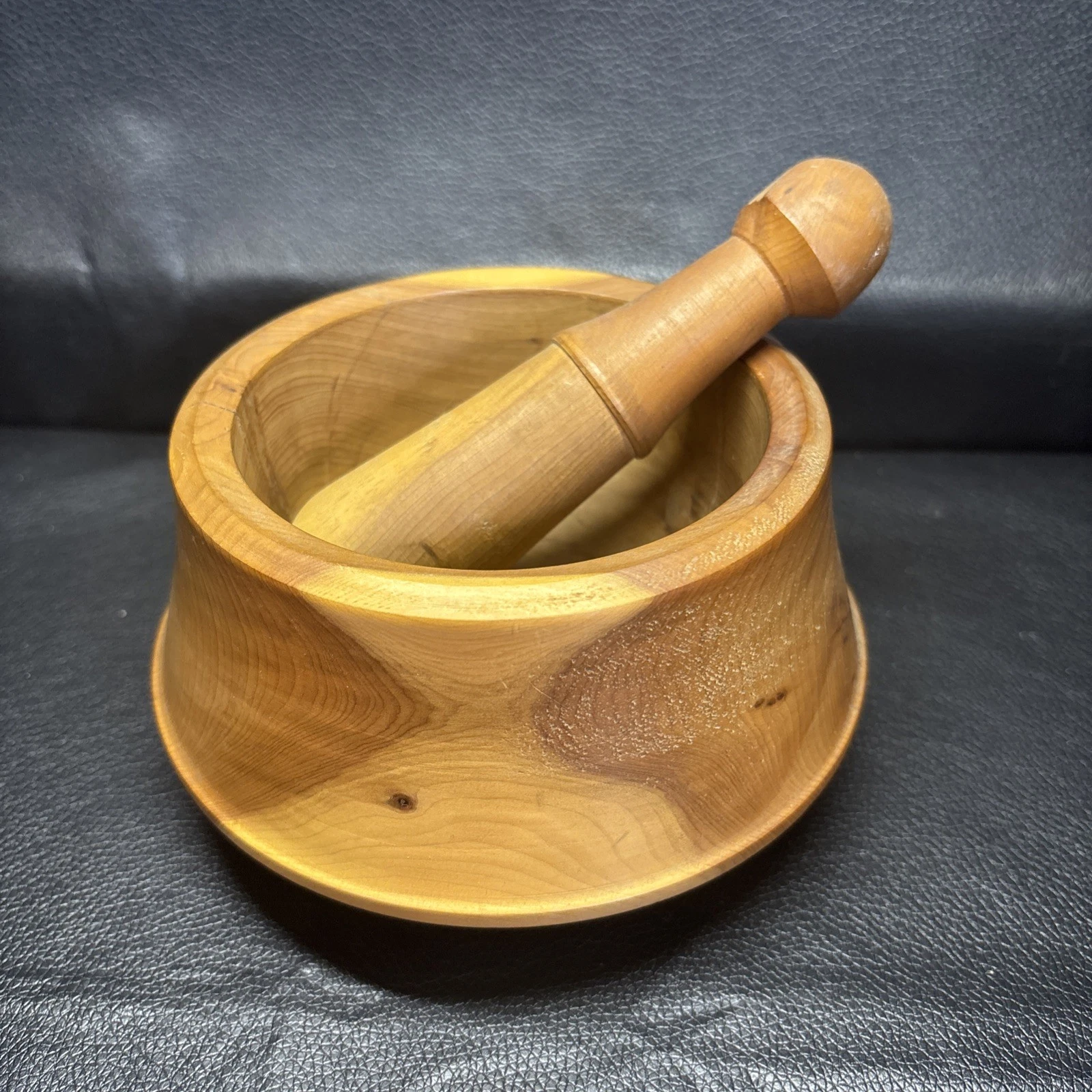 Vintage Wooden Pestle & Mortar, 5” Wide.