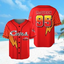 Custom Disney Lightning Mcqueen Baseball Jersey Cars Basketball Jersey Mcqueen