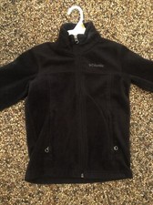 Columbia Fleece Hooded Jacket Full Zip Front Navy Blue Youth Size 6