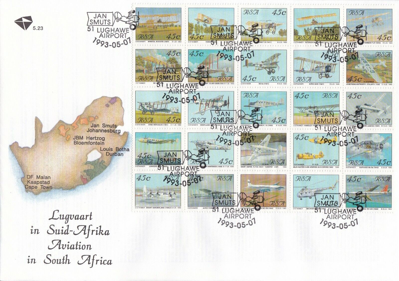 RSA3007 South Africa Commemorative FDC 1993 Cheap sale large in Aviation Financial sales sale