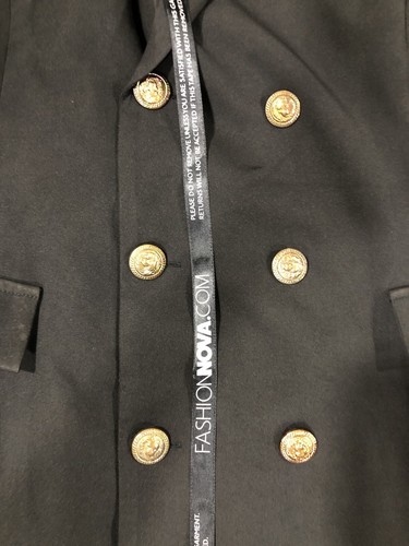 Fashion Nova Away On Business Blazer schwarzes Kleid zweireihig goldfarbene Details 3X - Bild 7 von 16