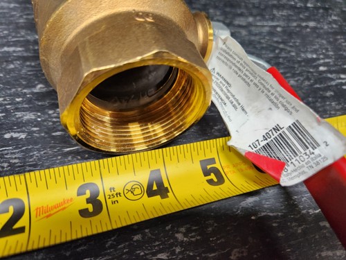 Proline Mueller 107-407NL 1-1/2" Brass Full Port Ball Valve Lead Free Threaded - Picture 2 of 3