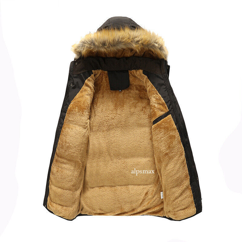 ALTRA Cappotto uomo caldo pile giacca collo pelliccia spesso invernale outwear imbottito cappuccio parka