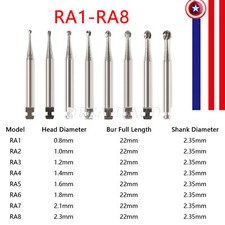 8 Types Dental Round Carbide Bur for Slow Speed Latch Type RA 1 - 8 Burs USA