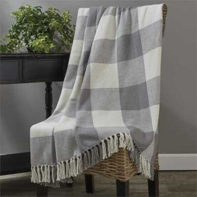 NEW Dove Gray Throw Cream White Blanket Park Designs 60'' x 50'' Cotton Wicklow