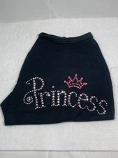 Princess Dog Shirt Pink Rhinestone Crown Tee Pet Apparel Small Glam Sparkle Chic
