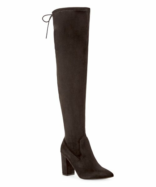 New JustFab Women's Aubriana Tie Over The Knee Heeled Boot In Black Size  NWOB