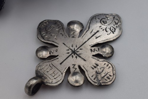 ANTIQUE ORIGINAL 19th century ! Ukrainian Cross Coral Necklace silver 84 ethno - Picture 8 of 18