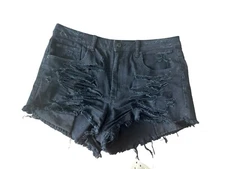 American Eagle Jean Short Women 8 Black Vintage Hi Rise Festival Distressed