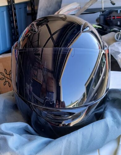 DOT CL-Max Black Glossy Motorcycle Helmet with Tinted Face Shield Size Large - Picture 2 of 12