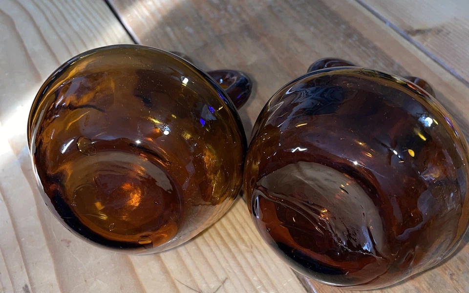 Hand Blown Amber glass Oil and vinegar, Cruet, Original corks - Image 2 of 3